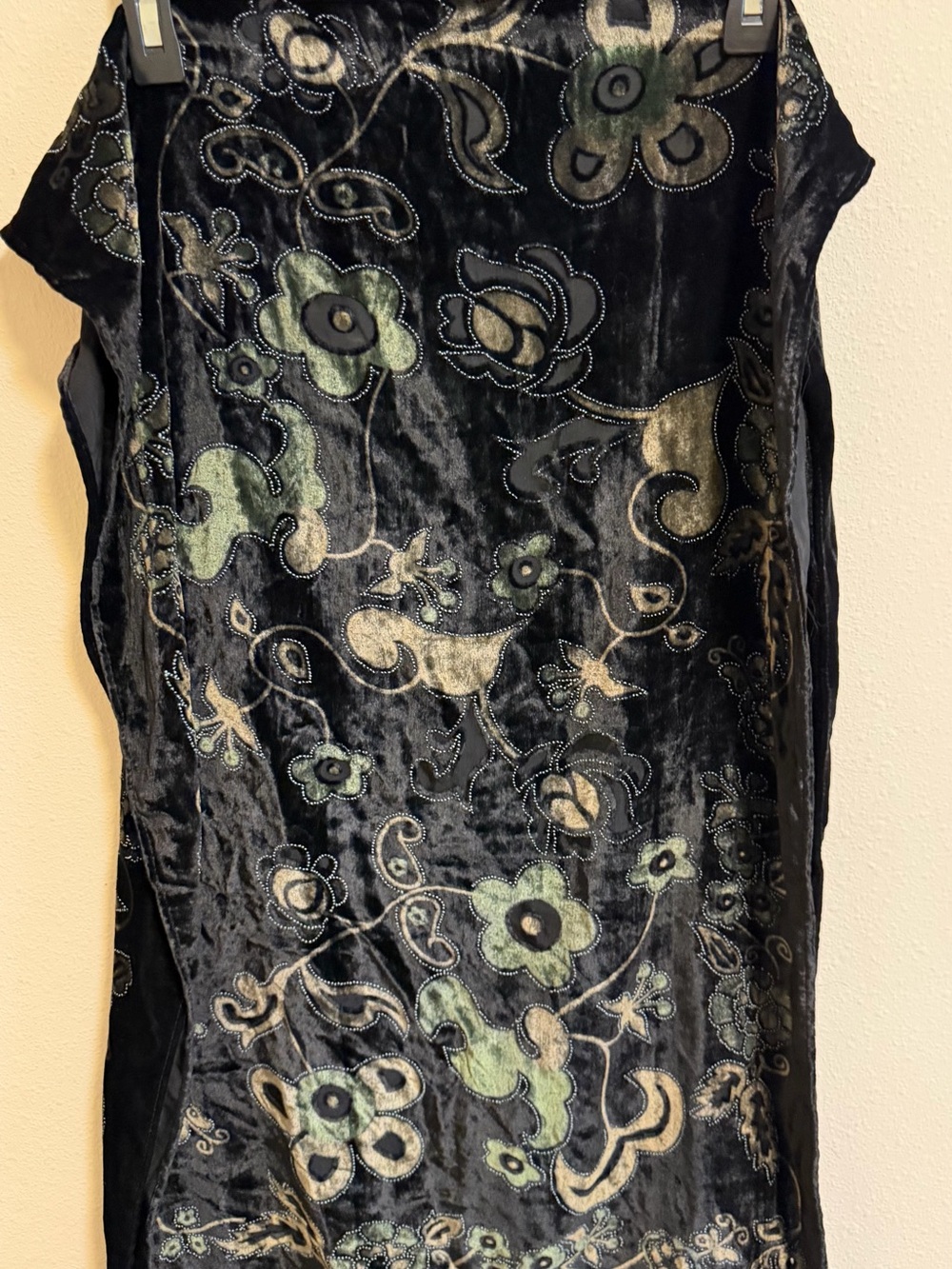 Black Velvet Floral Embroidered Dress/Top